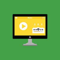 media player application app template with flat vector image