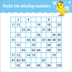 paste missing numbers from 1 to 100 vector image