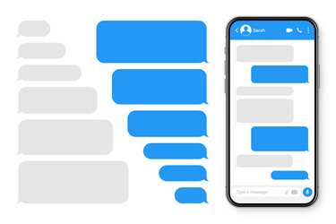 realistic smartphone with messaging app blank sms vector image