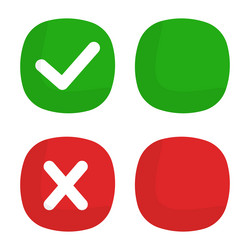 a set of box icons with check mark and cross vector image