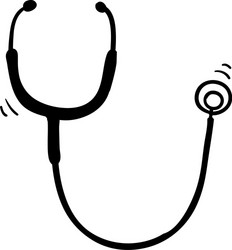 hand drawn stethoscope icon with doodle style vector