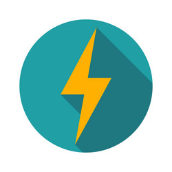 Lightning icon flat design long shadows Royalty Free Vector