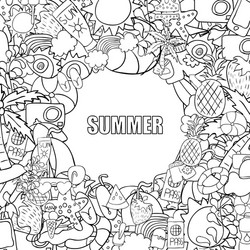 summer beach hand drawn symbols and objects Vector Image