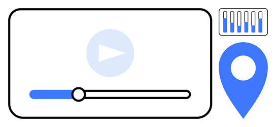 video player interface with play button progress vector image