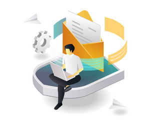 security of sending email and data vector image