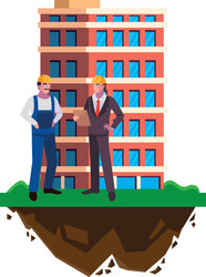 builder constructor with engineer and building vector image