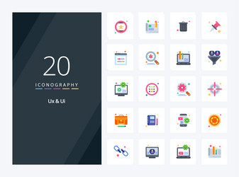 20 ux and ui flat color icon for presentation vector