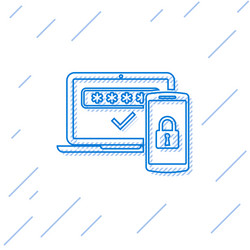 blue multi factor two steps authentication line vector image