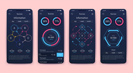 different ui ux gui screens and flat web icons vector image