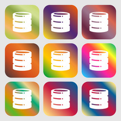 hard disk date base icon nine buttons with bright vector image