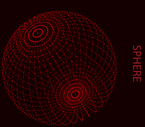 red shining sphere with connected lines and points vector image