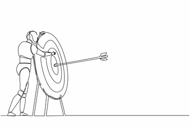 single continuous line drawing robots hugging vector image