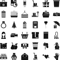 big box icons set simple style vector image