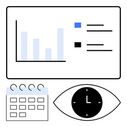data visualization with bar chart calendar vector image