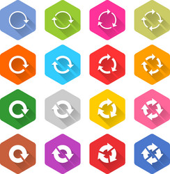 flat arrow reload icon hexagon web button vector image