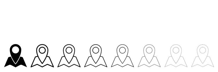 set of map pointer different line shapes thin vector image