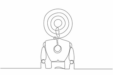 single one line drawing robot with target instead vector image