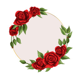Wedding invitation delicate red roses on circle Vector Image