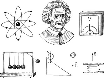 Atom and voltmeter with perpetual motion circuit vector