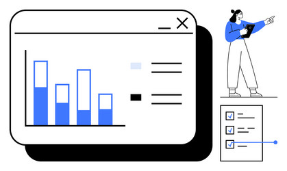 data analysis with bar chart interface vector image