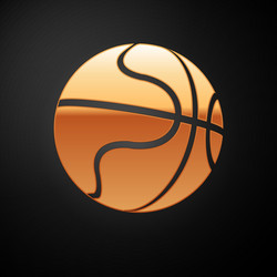 gold basketball ball icon isolated on black Vector Image