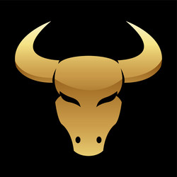 golden glossy bull icon on a black background vector