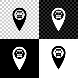 map pointer with bus icon isolated on black white vector image