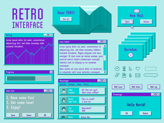 retro interface elements vintage pc window vector