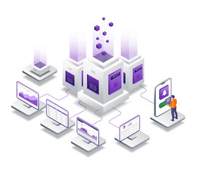 server data analyst and hosting vector image