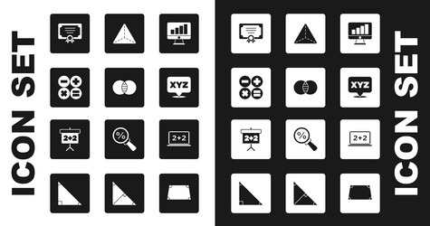set computer monitor with graph chart mathematics vector image