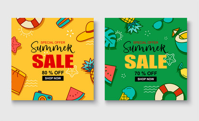 Summer sale banner cover template background vector