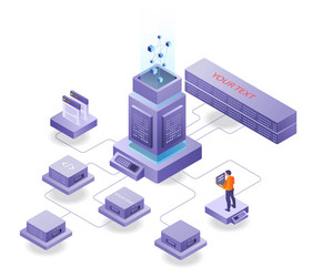 server data center of multiple platforms vector