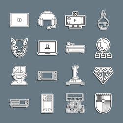 set line shield for game diamond computer vector image
