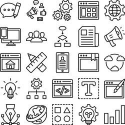 web and optimization isolated icons set wh vector image