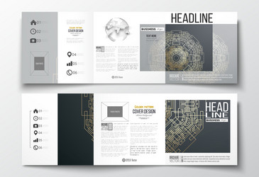 set of tri-fold brochures square design templates vector