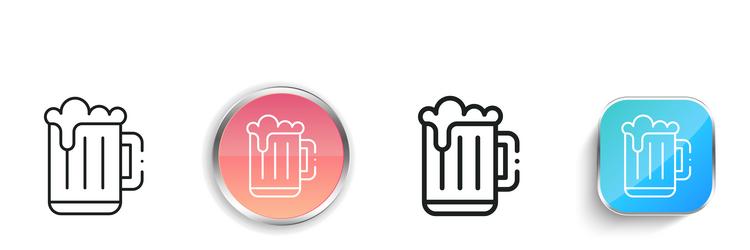 beer icon thin linear regular and button style vector image