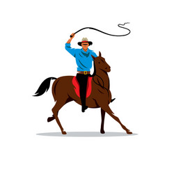 Cowboy Riding Horse with Whip Vector Image