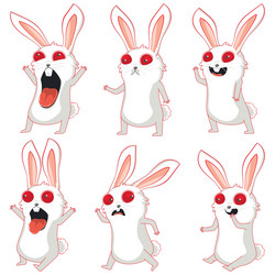 Crazy black bunny in different poses set Vector Image
