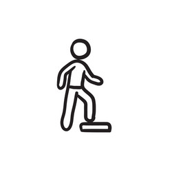 Man Doing Step Exercise Icon Sketch vector image
