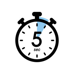 five seconds stopwatch icon timer symbol 5 sec vector image