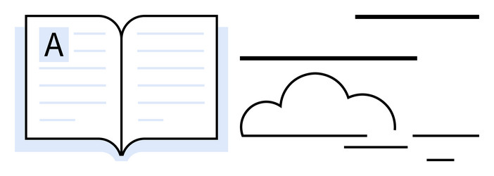 open book with textlines and cloud floating vector image