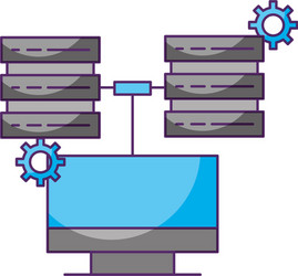 computer connected two database server data vector image