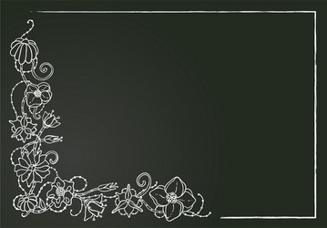 floral card hand drawn chalk flowers and leaves vector