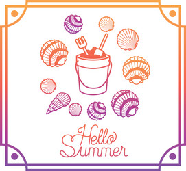 hello summer label with colorful frame vector image