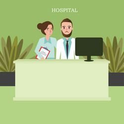 hospital reception front desk customer services vector