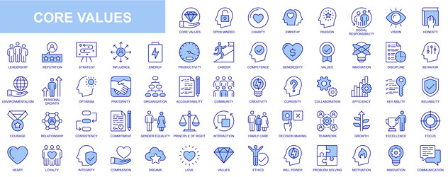 Core Values Web Icons - Blue vector image