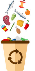 Garbage recycle bin white background image vector