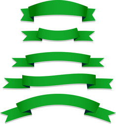 Big green ribbons set white background Royalty Free Vector