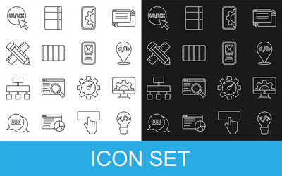 set line front end development web color palette vector image