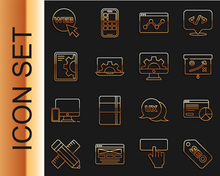 set line seo optimization website statistic vector image